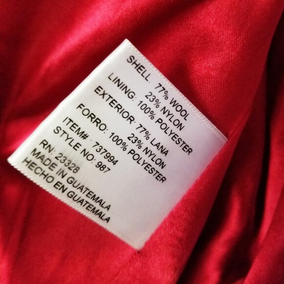 Kristen Blake Women’s M Red Wool Blend Double Breasted Pea Coat Classic Holiday - Picture 7 of 16